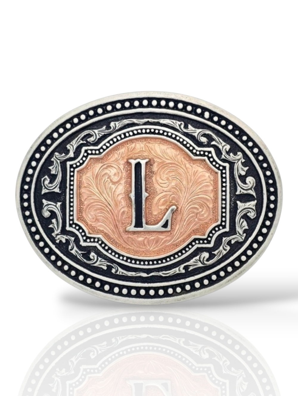 Montana Silversmiths Initial "L" Two-tone Cameo Belt‎ Buckle ~ New